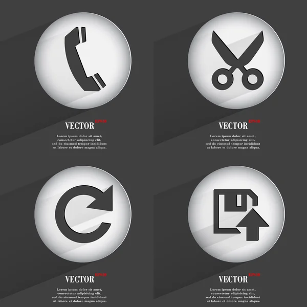 Set van trendy knoppen. pictogrammen met lange schaduw. vector — Stockvector