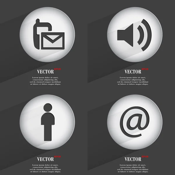 Set van trendy knoppen. pictogrammen met lange schaduw. vector — Stockvector