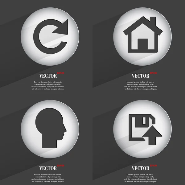 Set van trendy knoppen. pictogrammen met lange schaduw. vector — Stockvector