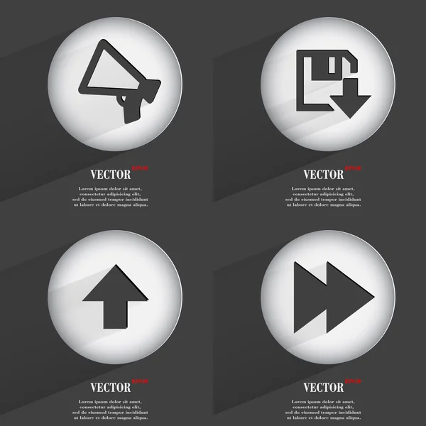 Set di bottoni Trendy. Icone con Long Shadow. Vettore — Vettoriale Stock