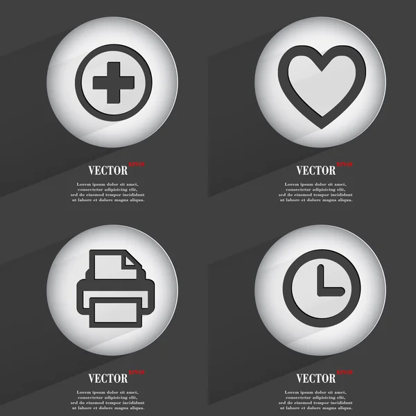 Conjunto de botones de moda. Iconos con sombra larga. Vector — Vector de stock