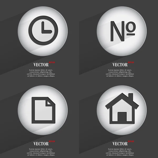 Set van trendy knoppen. pictogrammen met lange schaduw. vector — Stockvector