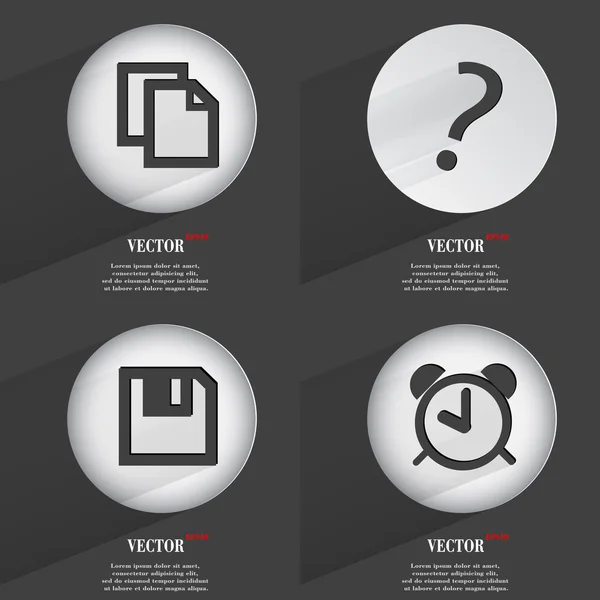 Set van trendy knoppen. pictogrammen met lange schaduw. vector — Stockvector