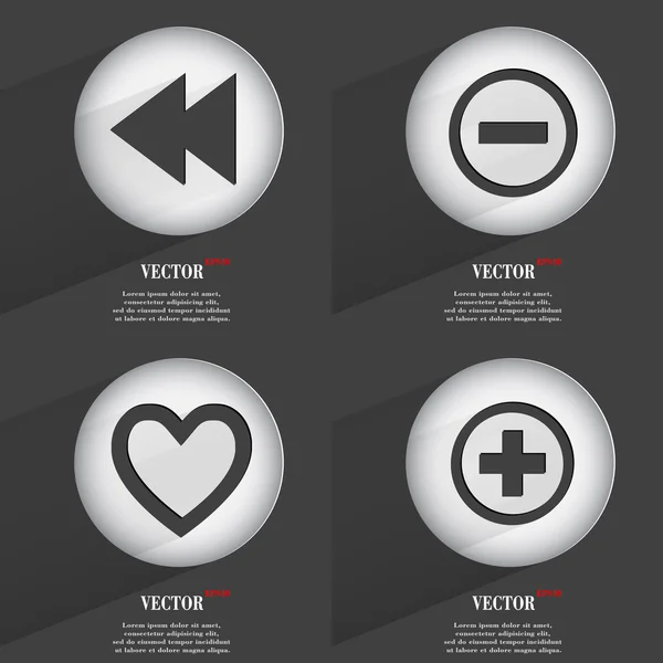 Conjunto de botones de moda. Iconos con sombra larga. Vector — Archivo Imágenes Vectoriales