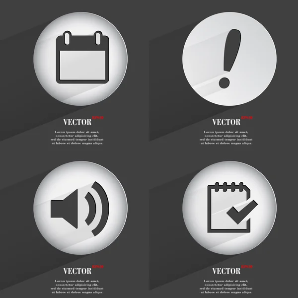 Set van trendy knoppen. pictogrammen met lange schaduw. vector — Stockvector