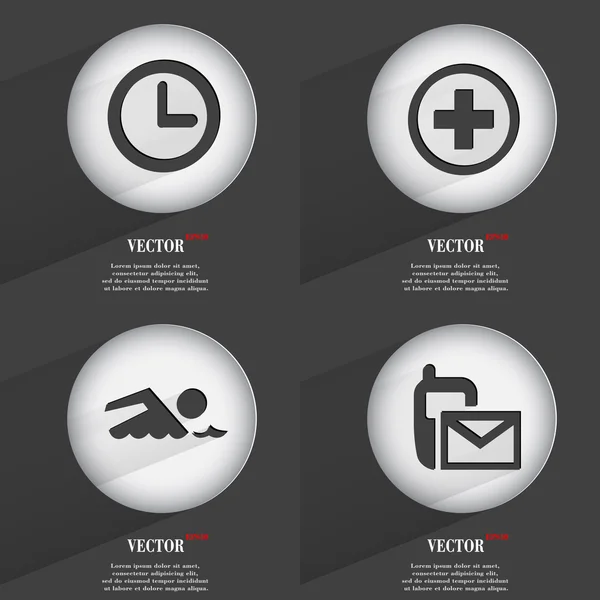 Set of Trendy buttons. Icons With Long Shadow. Vector — Stock Vector