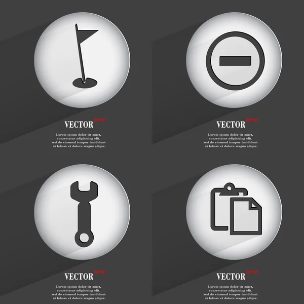 Set van trendy knoppen. pictogrammen met lange schaduw. vector — Stockvector