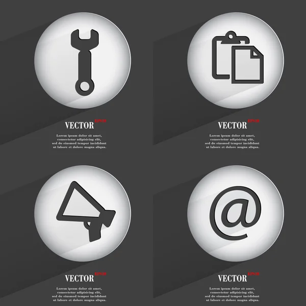 Set van trendy knoppen. pictogrammen met lange schaduw. vector — Stockvector