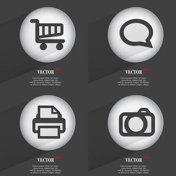 Set van trendy knoppen. pictogrammen met lange schaduw. vector — Stockvector