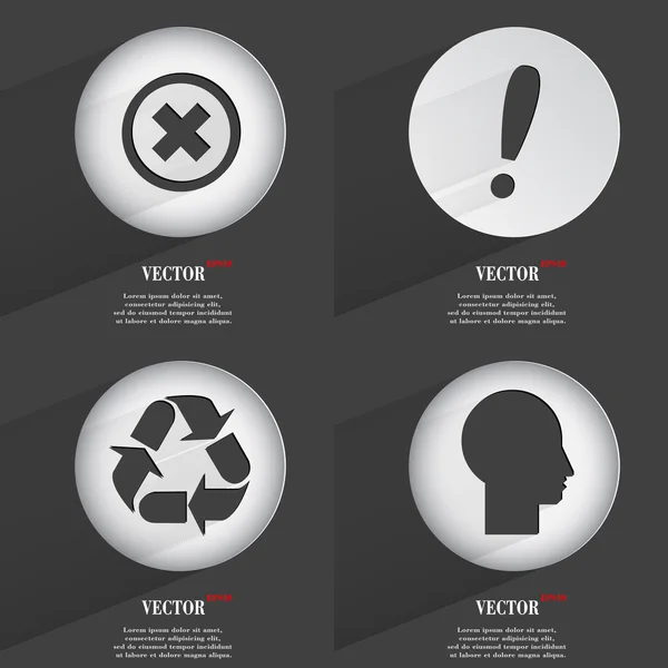 Set van trendy knoppen. pictogrammen met lange schaduw. vector — Stockvector