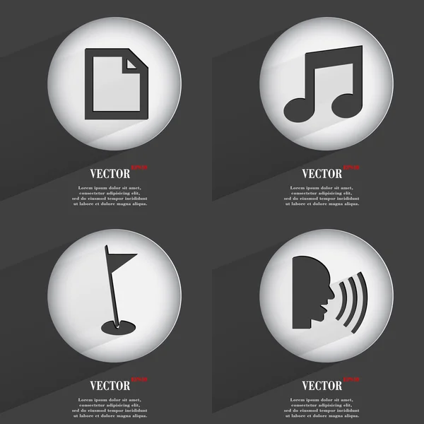 Set van trendy knoppen. pictogrammen met lange schaduw. vector — Stockvector