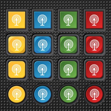 WiFi işareti. kablosuz simgesi. Kablosuz ağ simgesini bölgesi. renkli düğmeler ayarlayın. vektör