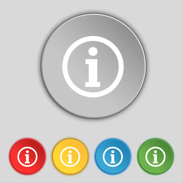 Icono de signo de información. Info símbolo de burbuja de voz. Conjunto de botones de color. Vector — Vector de stock