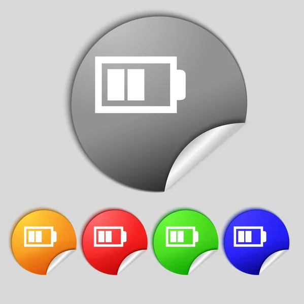 Batterie halb Ebene Zeichen Symbol. Stromsparsymbole. Satz von Farbtasten. Vektor — Stockvektor