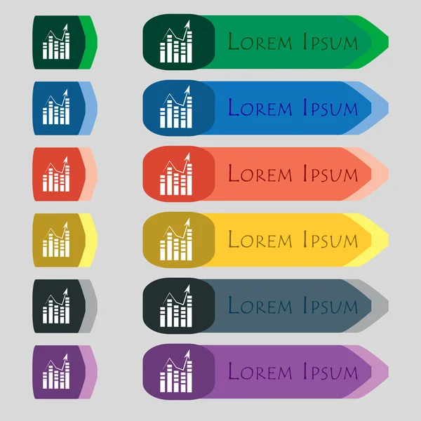 Tekst bestandspictogram. Document met grafiek teken toevoegen. Boekhoudkundige symbool. Set kleur knoppen Vectorns Vector — Stockvector