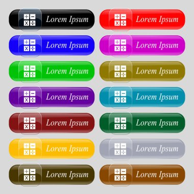 Çarpma, bölme, artı, simgesini matematik sembol matematik ayarla renk vektör düğmeleri