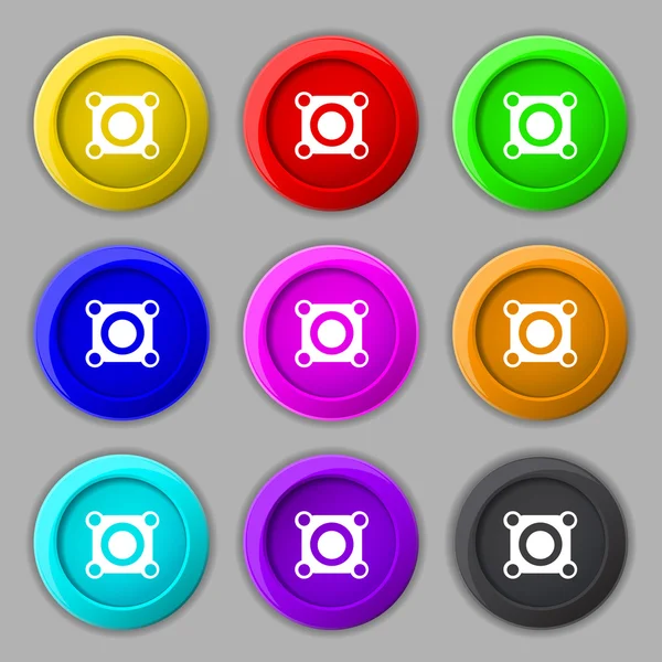 Icono de signo de volumen del altavoz. Símbolo. Establecer botones de color. Vector — Vector de stock