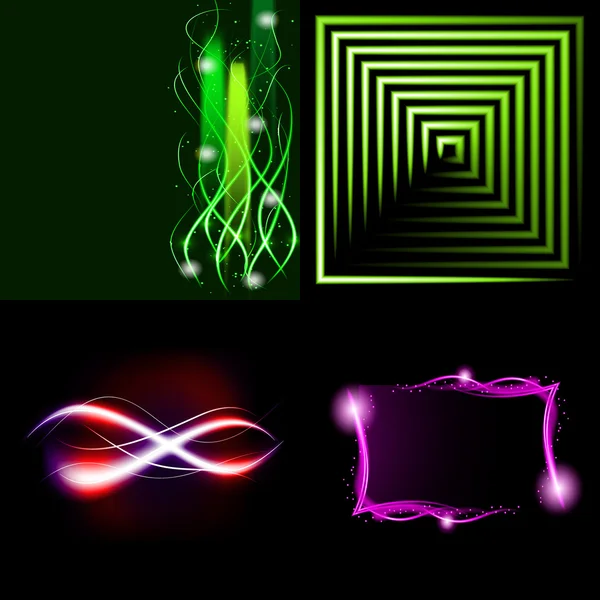 Conjunto de líneas abstractas borrosas. Efecto luz. Fondo brillante. Vector — Archivo Imágenes Vectoriales