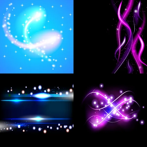 Set of Blurry abstract lines. Light effect. Sparkle background. Vector — Stock Vector