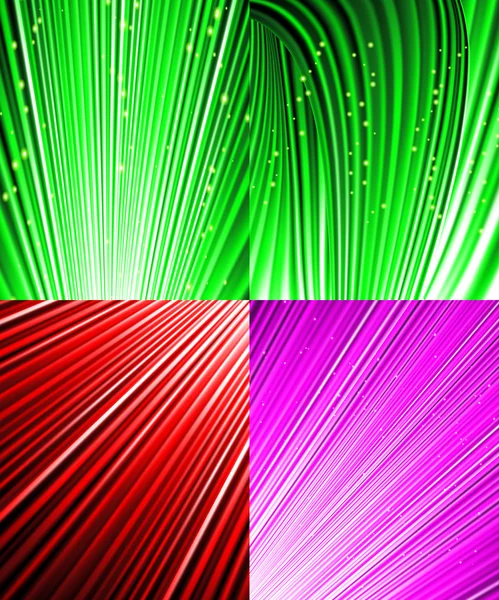 Ensemble de fond de rayons lumineux colorés. Vecteur — Image vectorielle