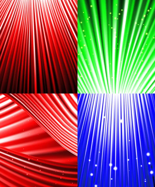 Set of background of colourful luminous rays. Vector — Stock Vector