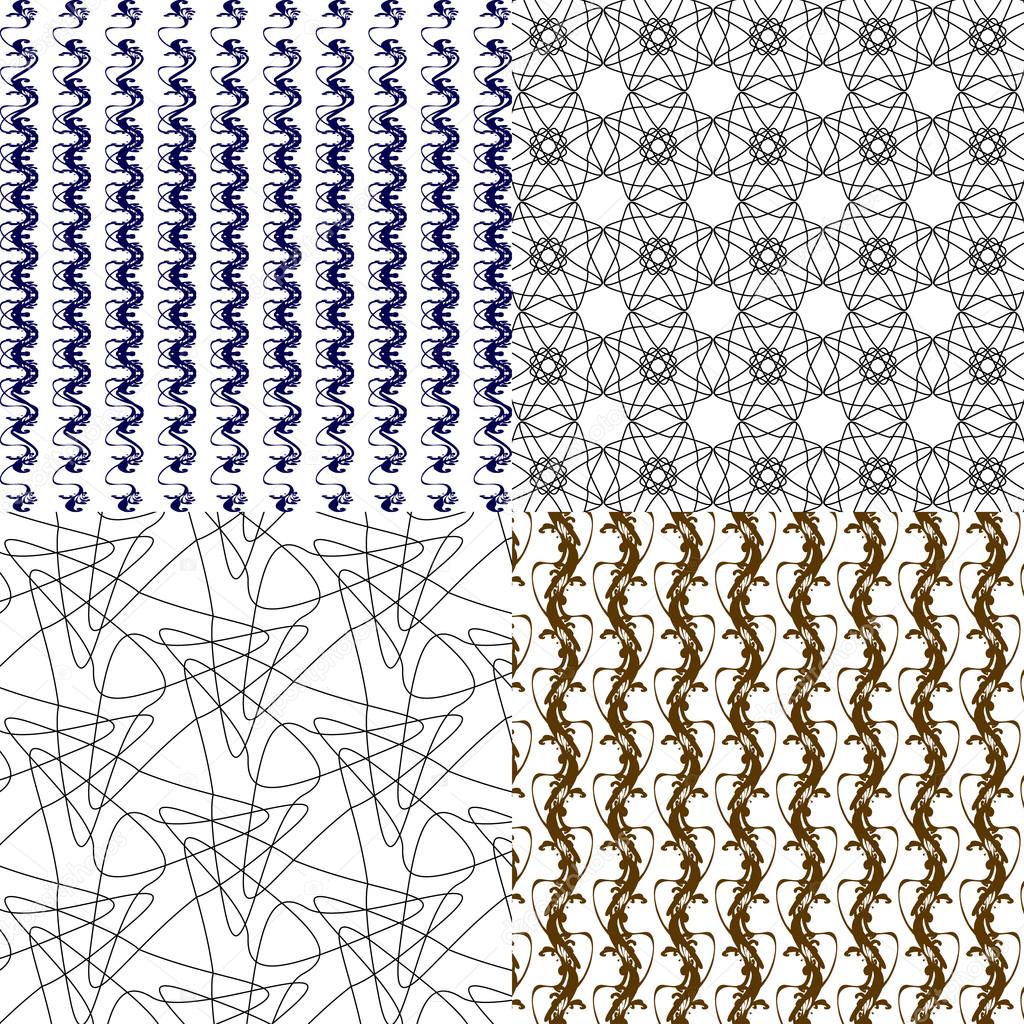 Set of  geometric pattern in op art design. Vector art.