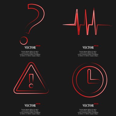 Kırmızı web simgesi düz tasarım kümesi. Basit etiket Internet işareti arka plan gri. Web tasarım öğeleri. Vektör