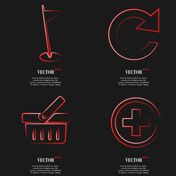 Uppsättning röda ikonen platt webbdesign. Enkla klistermärke internet tecken grå bakgrund. webbdesign element. Vektor — Stock vektor