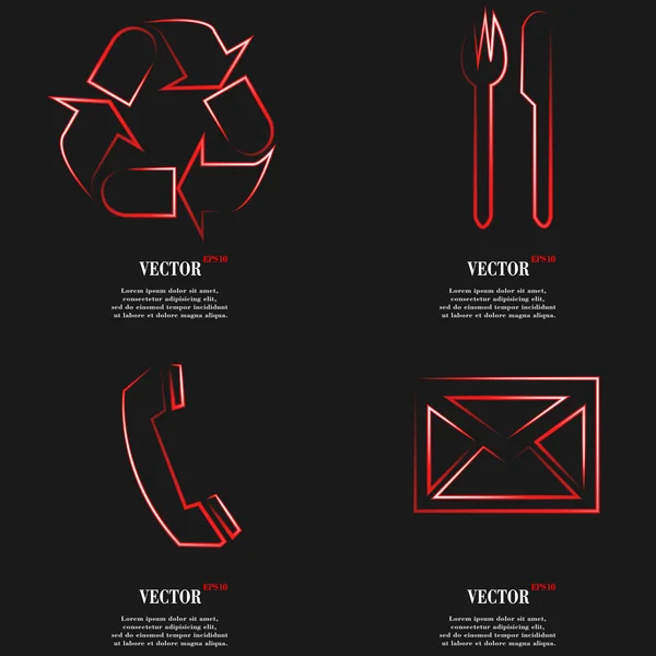 Uppsättning röda ikonen platt webbdesign. Enkla klistermärke internet tecken grå bakgrund. webbdesign element. Vektor — Stock vektor