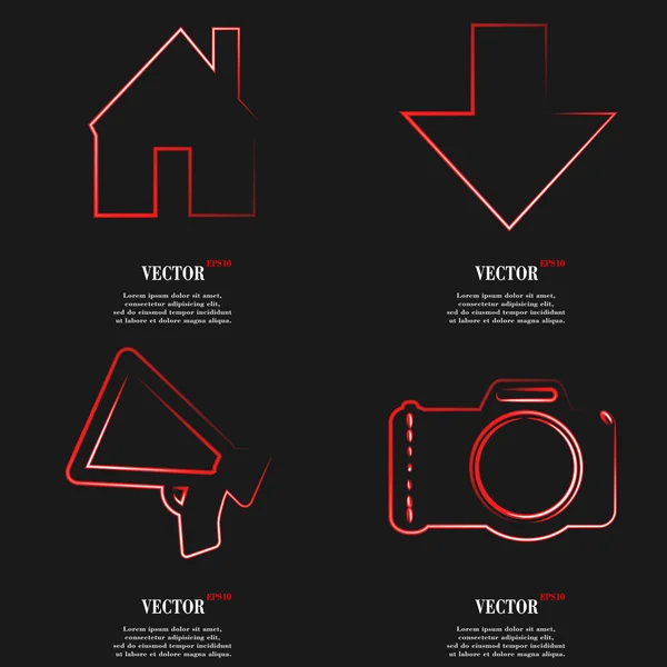 Conjunto de diseño plano icono web rojo. Etiqueta simple signo de Internet fondo gris. elementos de diseño web. Vector — Vector de stock