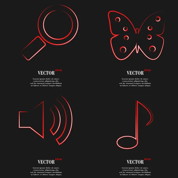 红色网站图标平面设计的一套。简单的贴纸互联网标志的灰色背景。web 设计元素。矢量 — 图库矢量图片