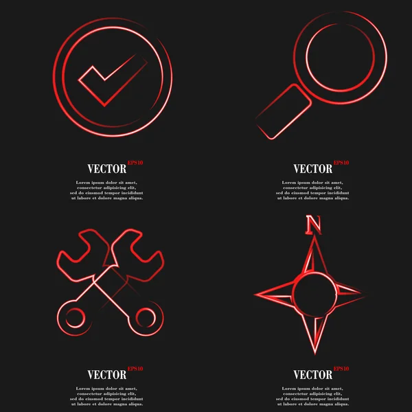 Conjunto de diseño plano icono web rojo. Etiqueta simple signo de Internet fondo gris. elementos de diseño web. Vector — Vector de stock