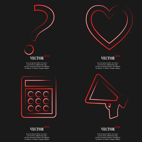 Uppsättning röda ikonen platt webbdesign. Enkla klistermärke internet tecken grå bakgrund. webbdesign element. Vektor — Stock vektor
