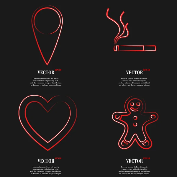 Uppsättning röda ikonen platt webbdesign. Enkla klistermärke internet tecken grå bakgrund. webbdesign element. Vektor — Stock vektor
