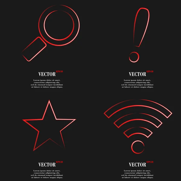 Conjunto de diseño plano icono web rojo. Etiqueta simple signo de Internet fondo gris. elementos de diseño web. Vector — Vector de stock