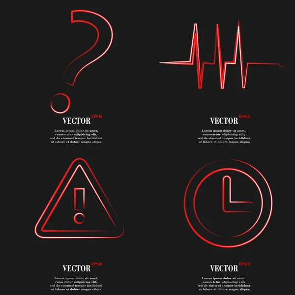 Uppsättning röda ikonen platt webbdesign. Enkla klistermärke internet tecken grå bakgrund. webbdesign element. Vektor — Stock vektor