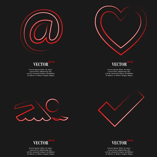 Conjunto de diseño plano icono web rojo. Etiqueta simple signo de Internet fondo gris. elementos de diseño web. Vector — Vector de stock