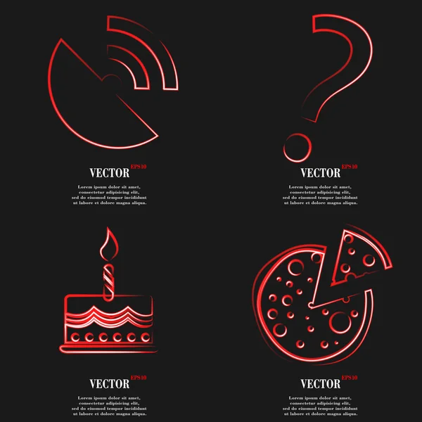 Uppsättning röda ikonen platt webbdesign. Enkla klistermärke internet tecken grå bakgrund. webbdesign element. Vektor — Stock vektor