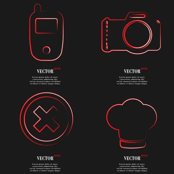 Conjunto de diseño plano icono web rojo. Etiqueta simple signo de Internet fondo gris. elementos de diseño web. Vector — Vector de stock