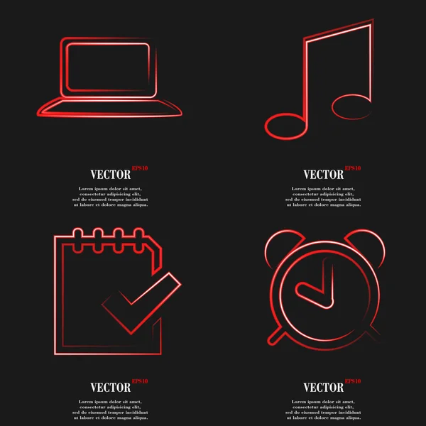 Conjunto de diseño plano icono web rojo. Etiqueta simple signo de Internet fondo gris. elementos de diseño web. Vector — Vector de stock