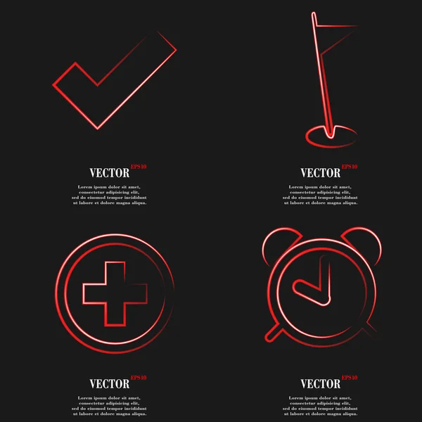 Conjunto de diseño plano icono web rojo. Etiqueta simple signo de Internet fondo gris. elementos de diseño web. Vector — Vector de stock