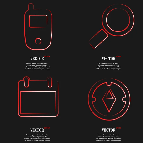 Uppsättning röda ikonen platt webbdesign. Enkla klistermärke internet tecken grå bakgrund. webbdesign element. Vektor — Stock vektor