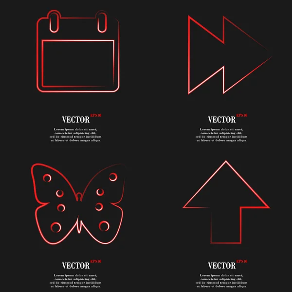 Conjunto de diseño plano icono web rojo. Etiqueta simple signo de Internet fondo gris. elementos de diseño web. Vector — Vector de stock