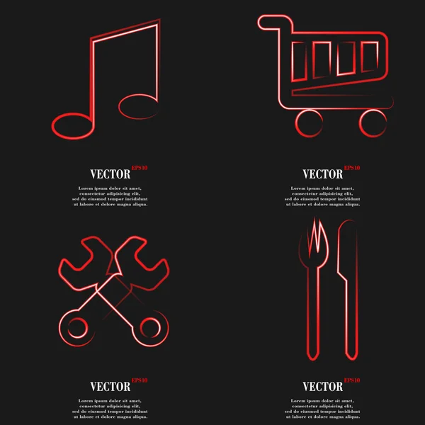 Conjunto de diseño plano icono web rojo. Etiqueta simple signo de Internet fondo gris. elementos de diseño web. Vector — Vector de stock