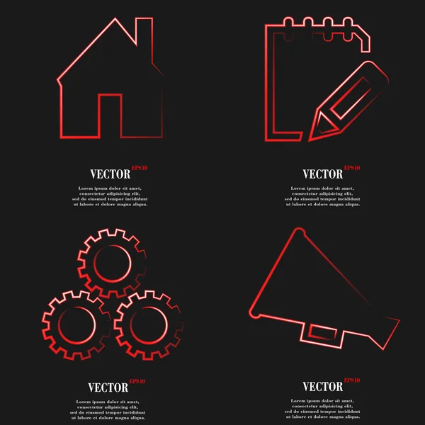 Set aus rotem Web-Symbol flaches Design. einfacher Aufkleber Internet-Zeichen grauen Hintergrund. Webdesign-Elemente. Vektor — Stockvektor