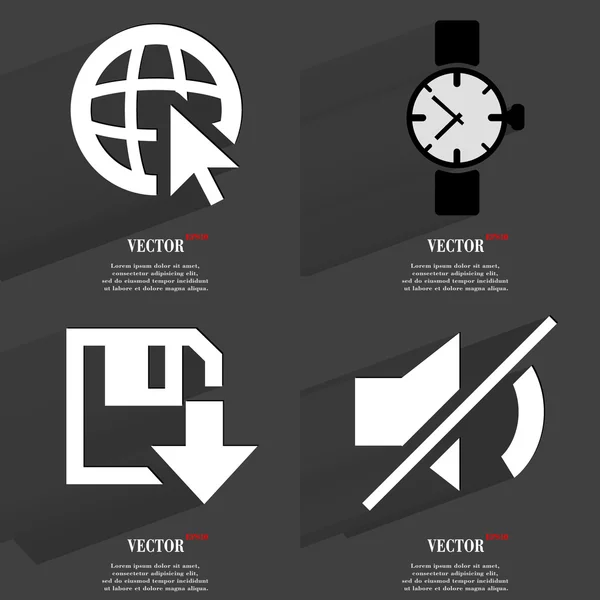 Set of fashionable icons, trending symbols. Flat design for your web-design. Vector — Stock Vector
