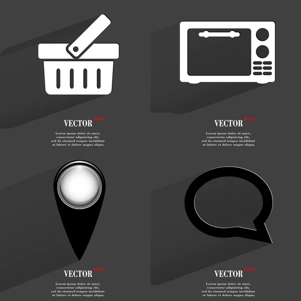 Conjunto de iconos. Símbolos de colección Moderno diseño web plano con sombra larga y espacio para su texto — Archivo Imágenes Vectoriales