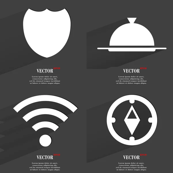 Set of icons. Collection symbols. Modern Flat web design with long shadow and space for your text — Stock Vector