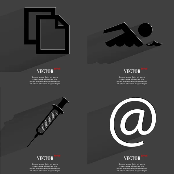 Conjunto de iconos. Símbolos de colección Moderno diseño web plano con sombra larga y espacio para su texto — Vector de stock
