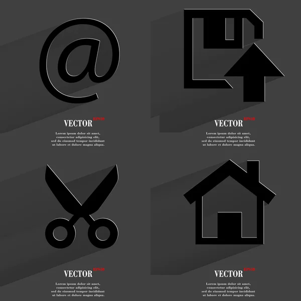 Set of icons. Collection symbols. Modern Flat web design with long shadow and space for your text — Stock Vector